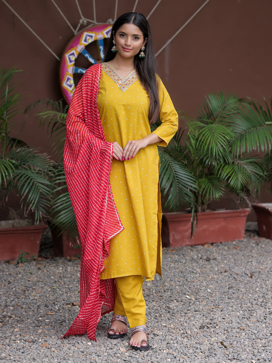 Yellow Embroidered Suit Sets