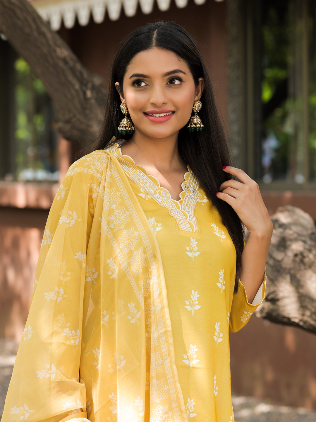 Yellow Embroidered Kurta Pant Set