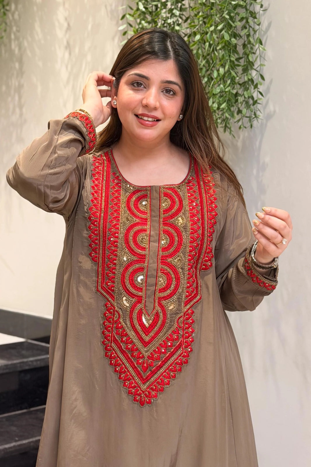 Mocha Grace Embroidered Co-Ord Set