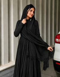 Premium Black Cotton Anarkali Suit Set